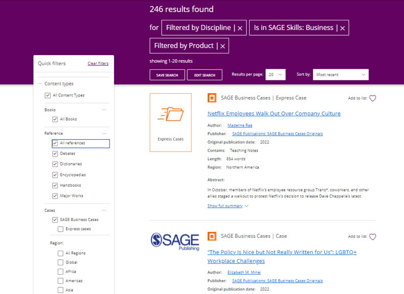 Image of sample titles from Sage Business Cases on Diversity
